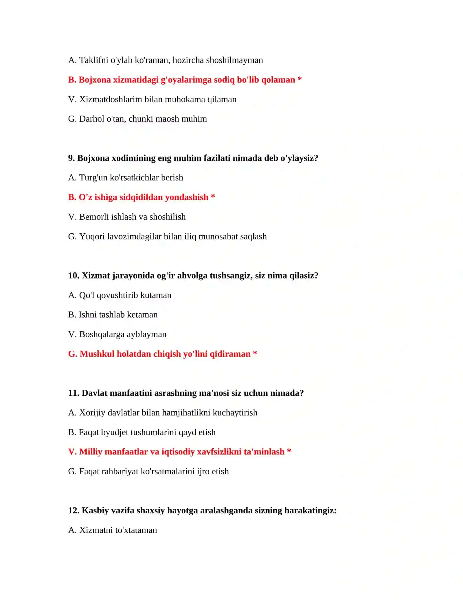 Bojxona test savollari 1000 ta 4