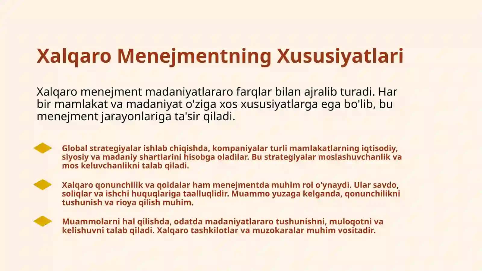 Xalqaro menejmentning o‘ziga xos xususiyatlari 4