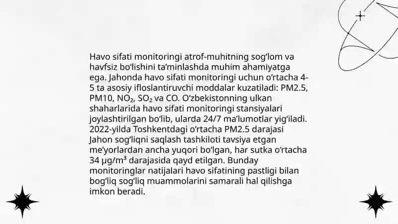 O'zbekiston atmosferasini muhofaza qilish muammolari va yechimlari 4