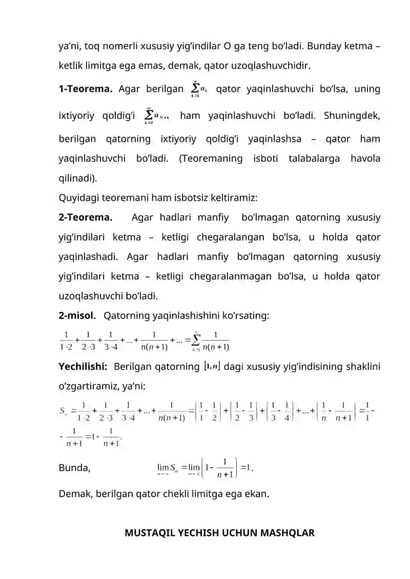 Qatorlar nazariyasi va elementlari 4