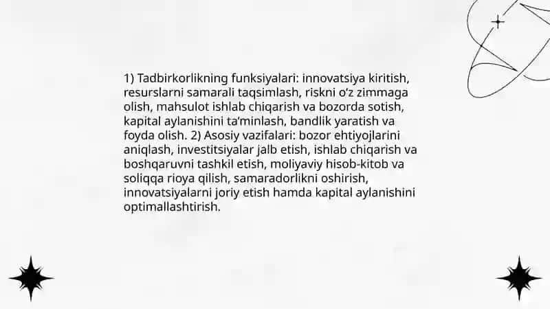 Tadbirkorlik faoliyati va uning shakllari 4