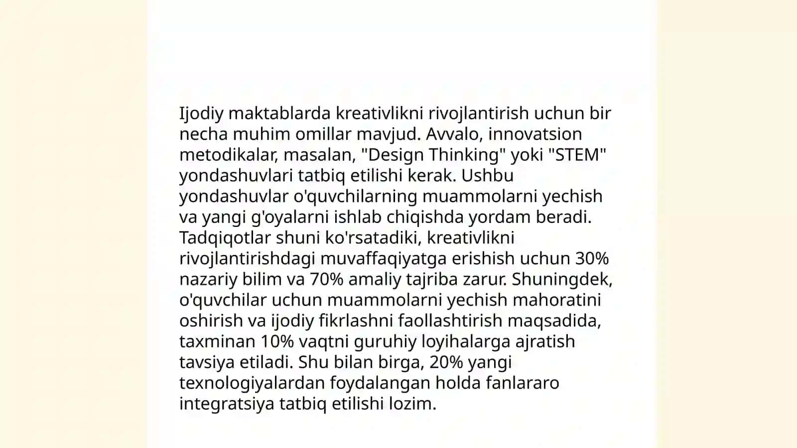 Prezident maktablarida va ijodiy maktablarda ta'lim mazmuni 4