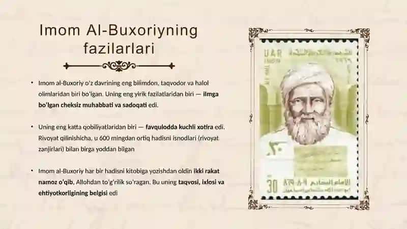 Imom al-Buxoriy haqida taqdimot 4