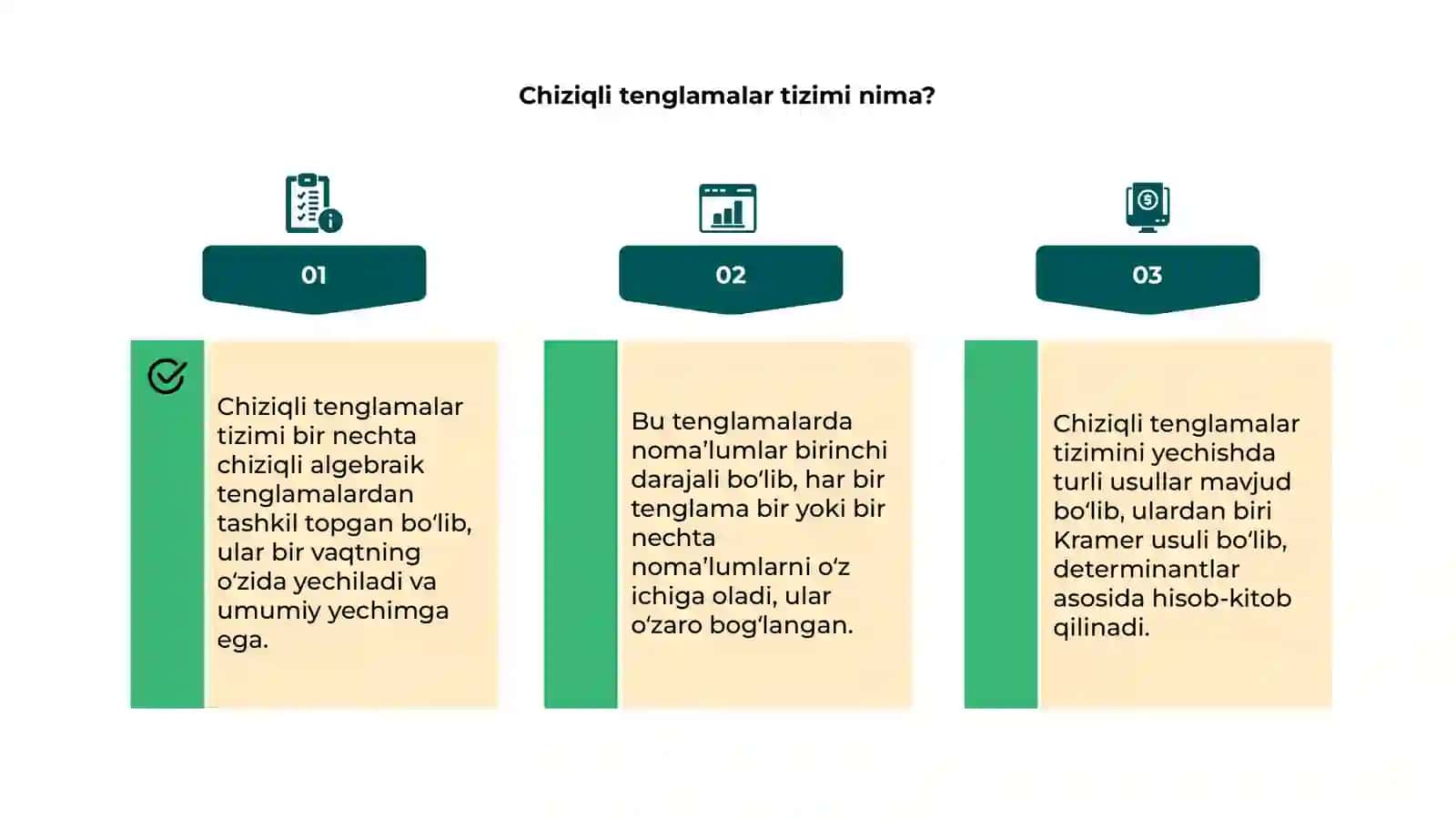 Chiziqli Tenglamalar Sistemalariyechishning Kramer Usili 4