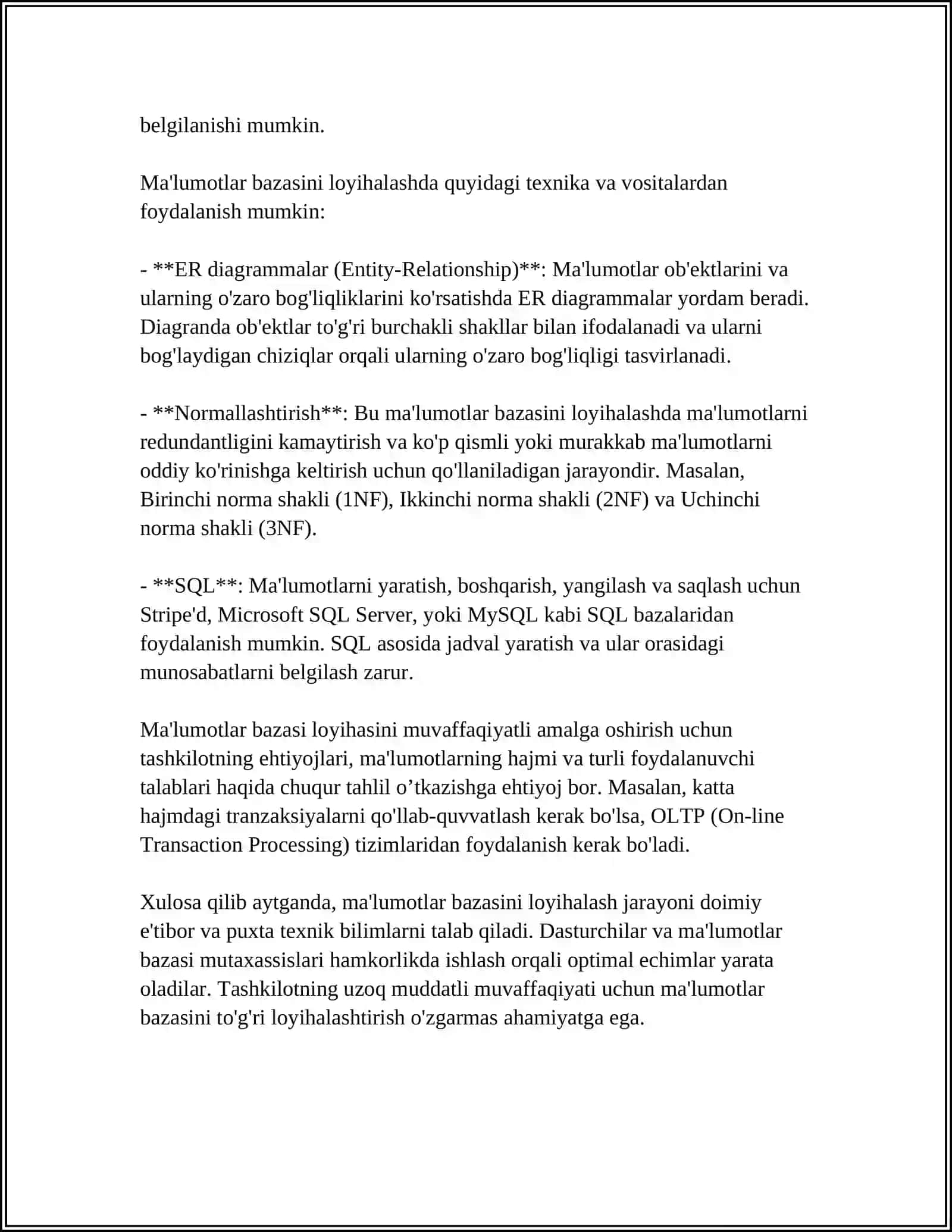 MALUMOTLAR BAZASINI YARATISH VA ULARNI STATISTIK QAYTA ISHLASH 4