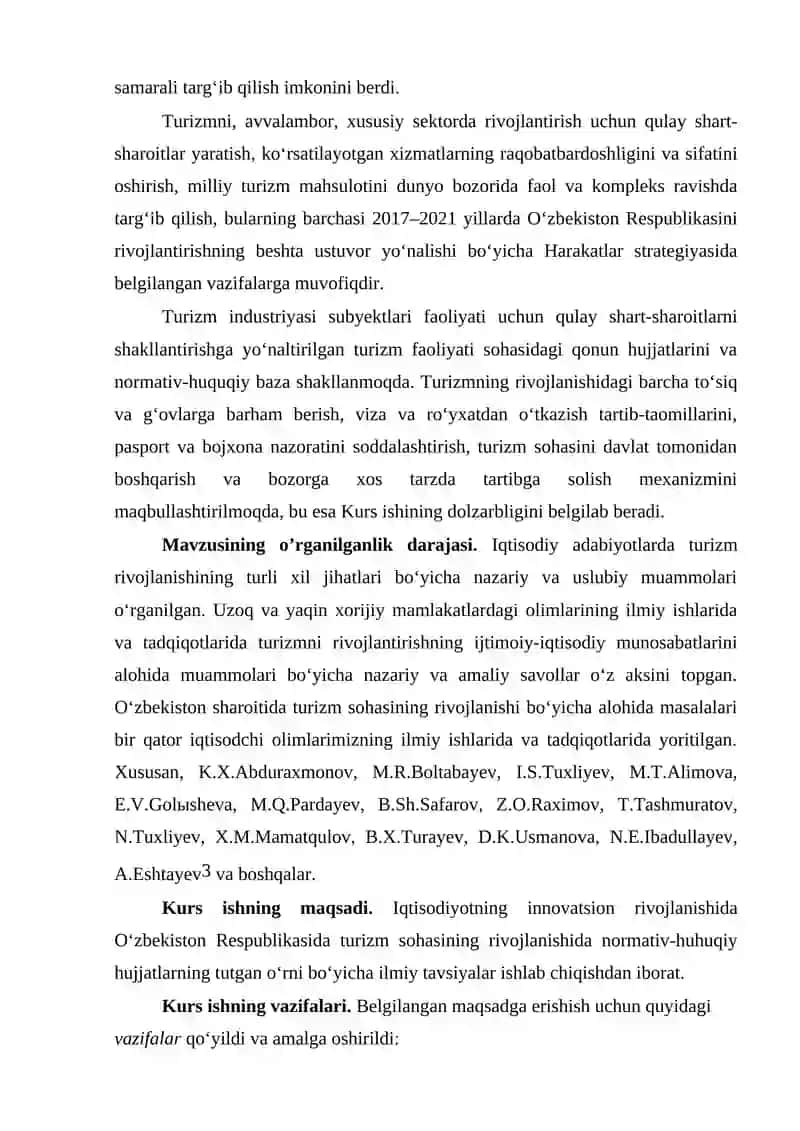 TURIZM XIZMATLARI SIFATI VA XALQARO STANDARTLARNING TA'SIRI 4