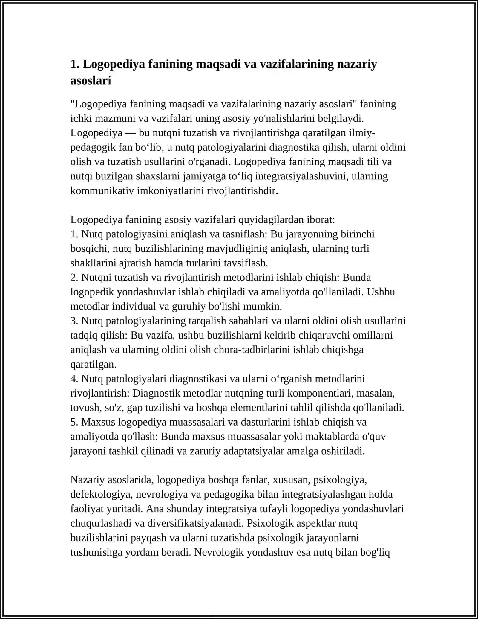 LOGOPEDIYA FANINING MAQSADI VA VAZIFALARI, METODLARI VA TAMOYILLARI 4