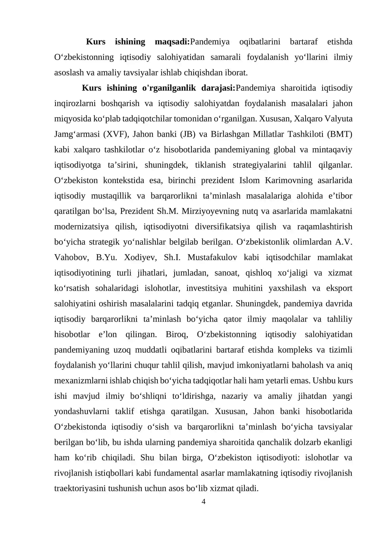 Pandemiya oqibatlarini bartaraf etishda o‘zbekistonning iqtisodiy salohiyatidan samarali foydalanish yo‘llari 4