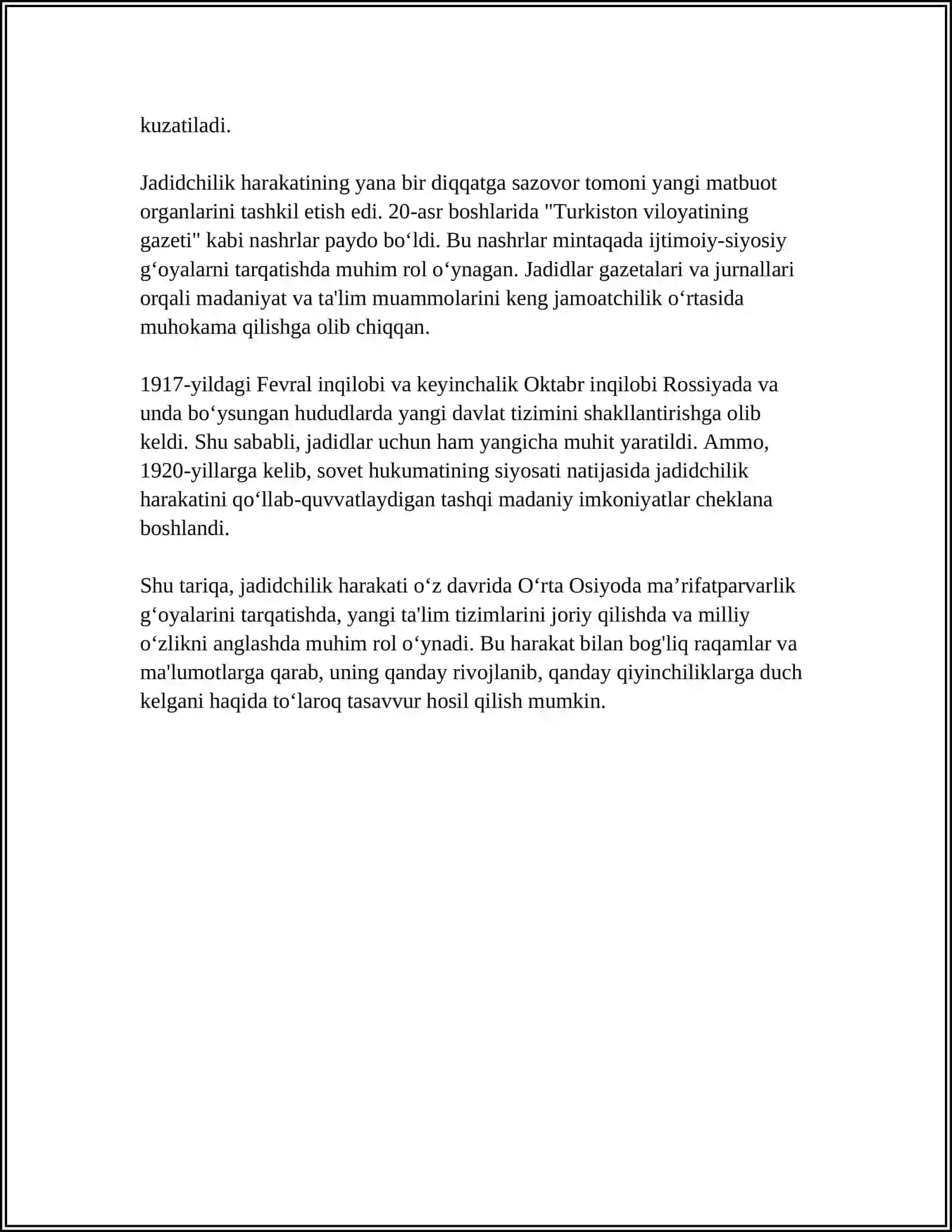 JADID MA’RIFATPARVARLARI O’LKA IJTIMOIY-MA’NAVIY HAYOTIDA TUTGAN O’RNI (BEHBUDIY,AVLONIY VA BOSHQALAR) 4