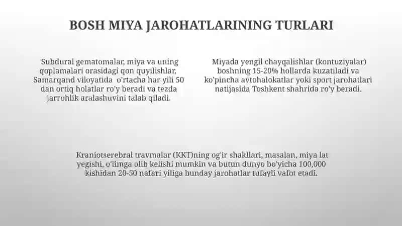 Bosh miya jarohatlarining oqibatlari 4