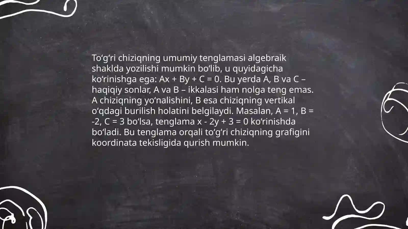 Tekislikda to‘g‘ri chiziqlarning umumiy tenglamasi 4