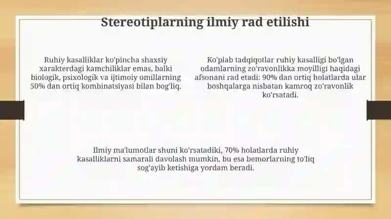 Ruhiy kasalliklarga doir stereoitiplar va ularning ilmiy rad etilishi 4