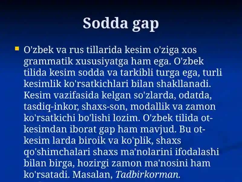 Sodda gaplarning uslubiy imkoniyati 4