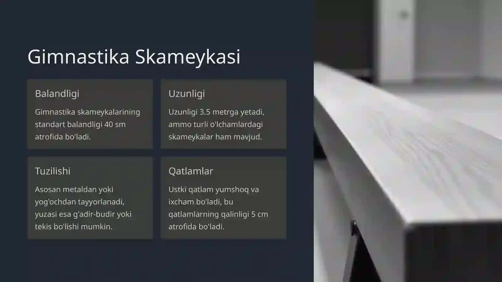 Gimnastika Jihozlari va Ularing O'lchamlari 4