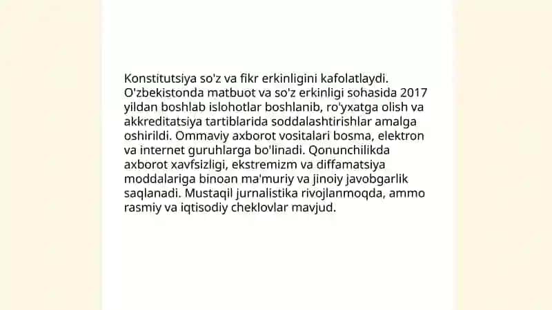 O'zbekiston Respublikasida ommaviy axborot vositalarining faoliyati 4