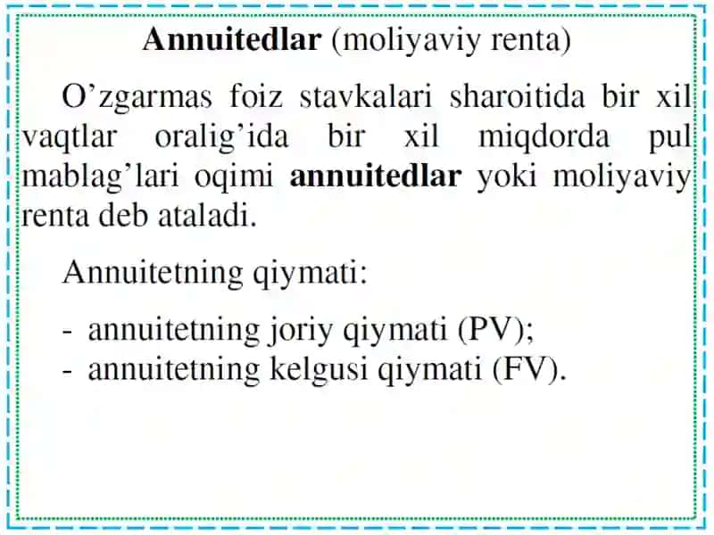 Pul mablag’larining vaqt bo‘yicha qiymati kontseptsiyasi 4