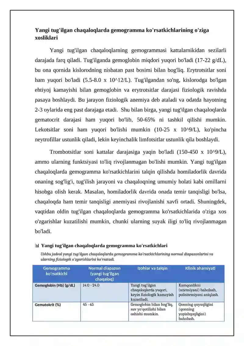 Har xil yoshdagi bolalarda gemogramma va uning interpritatsiyasi 4