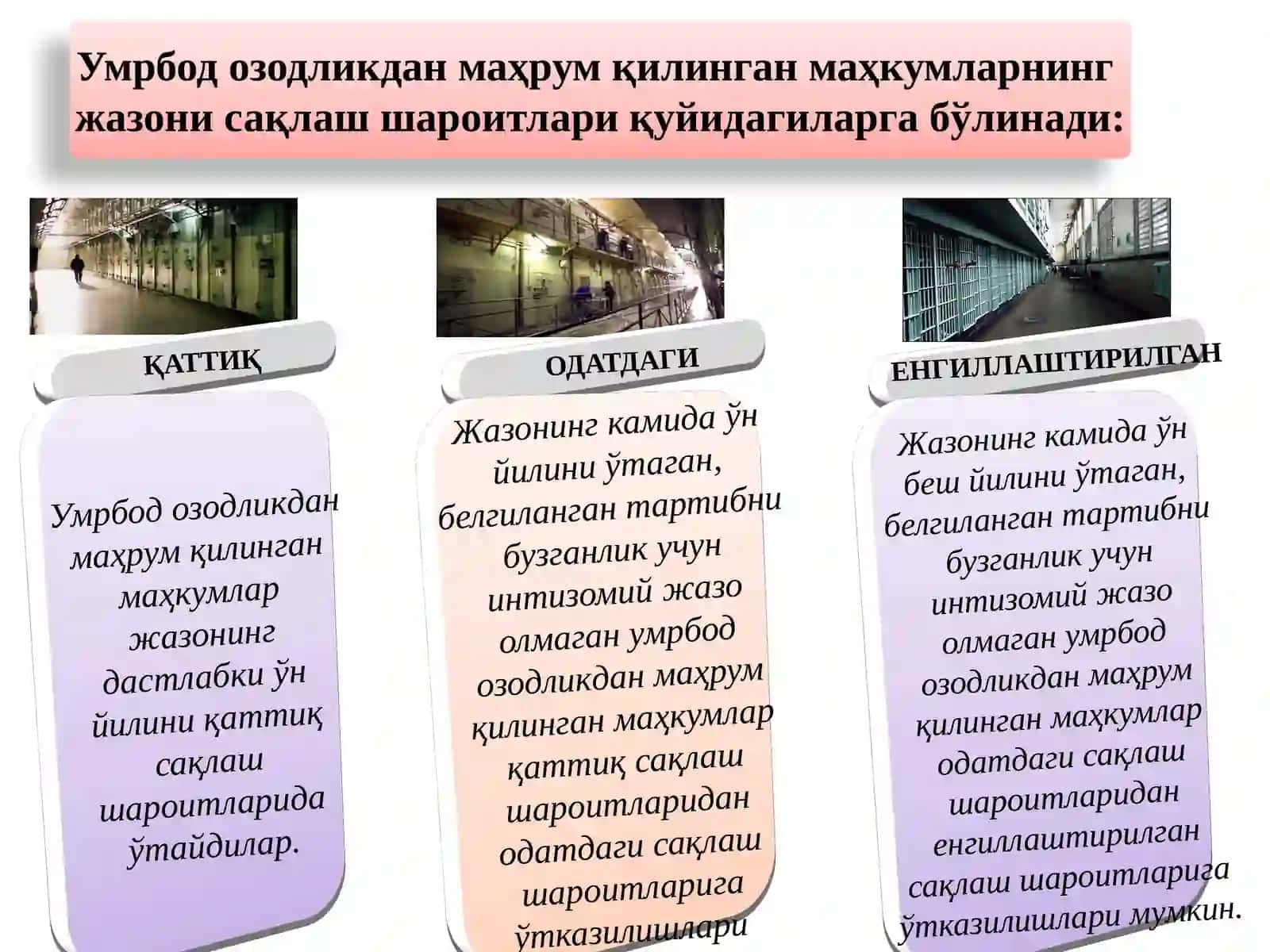 Умрбод озодликдан маҳрум қилиш тариқасидаги жазони ижро 4
