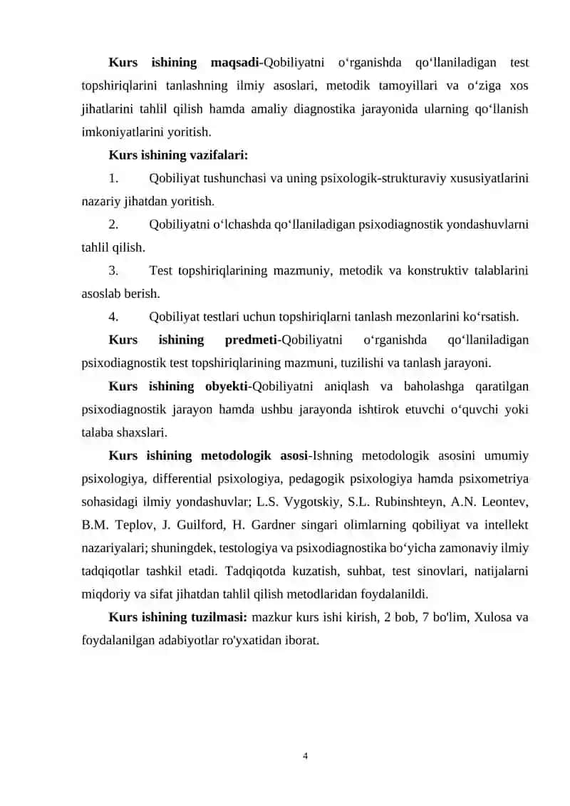 Qobiliyatni o’rganish test topshiriqlarni tanlashning o’ziga xos jihatlari 4
