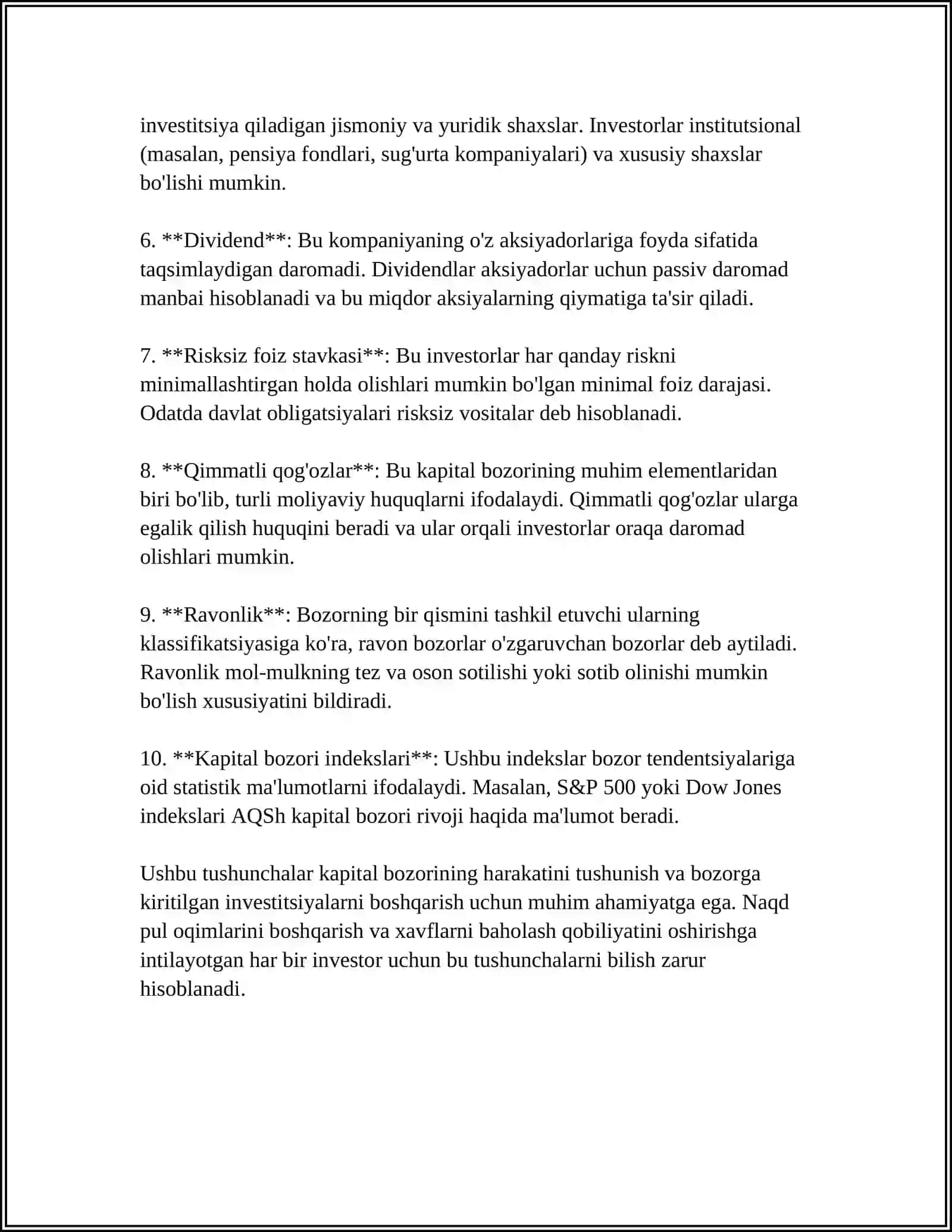 KAPITAL QUYILMALAR VA KAPITAL BOZORI 4