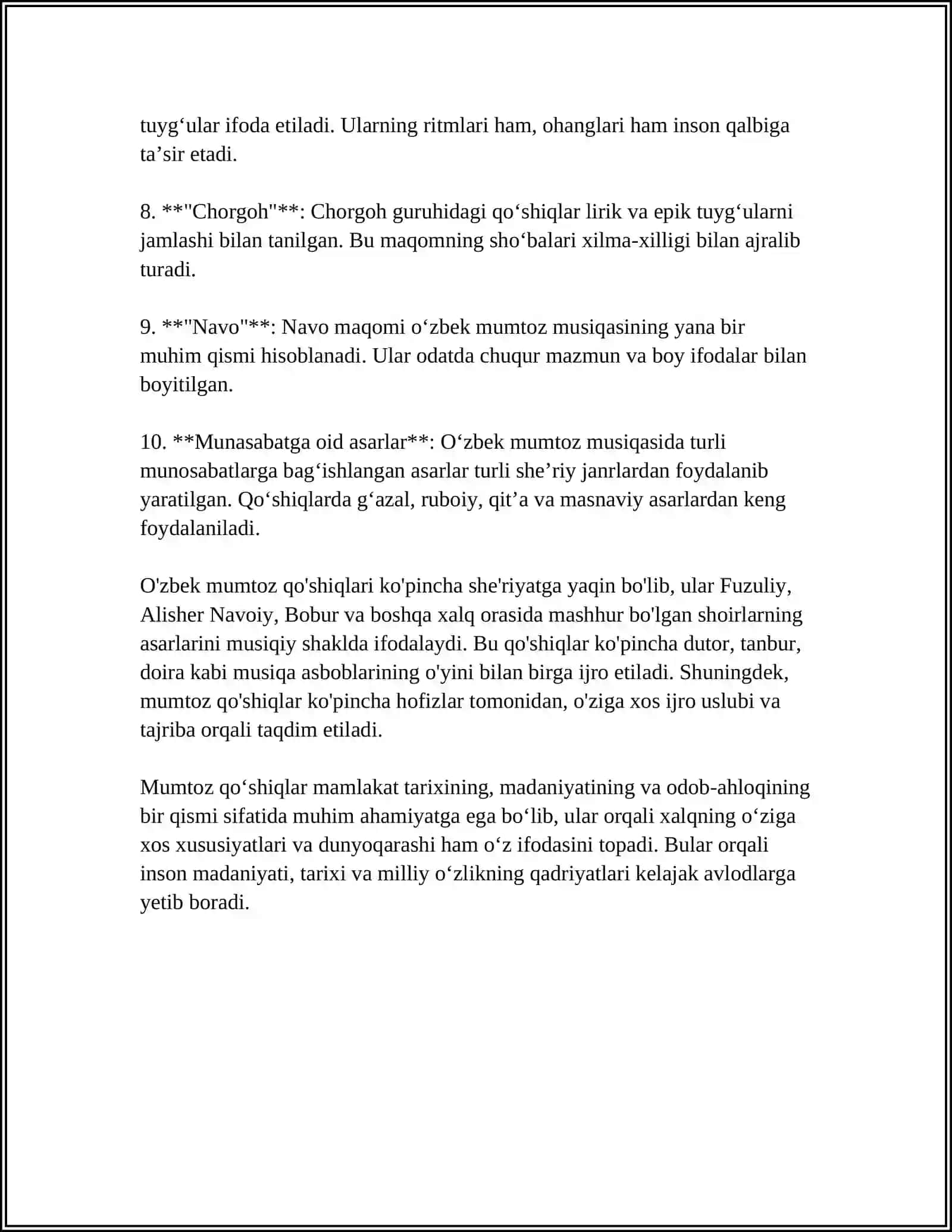 O'zbek mumtoz qo'shiqlaridan namunalar 4
