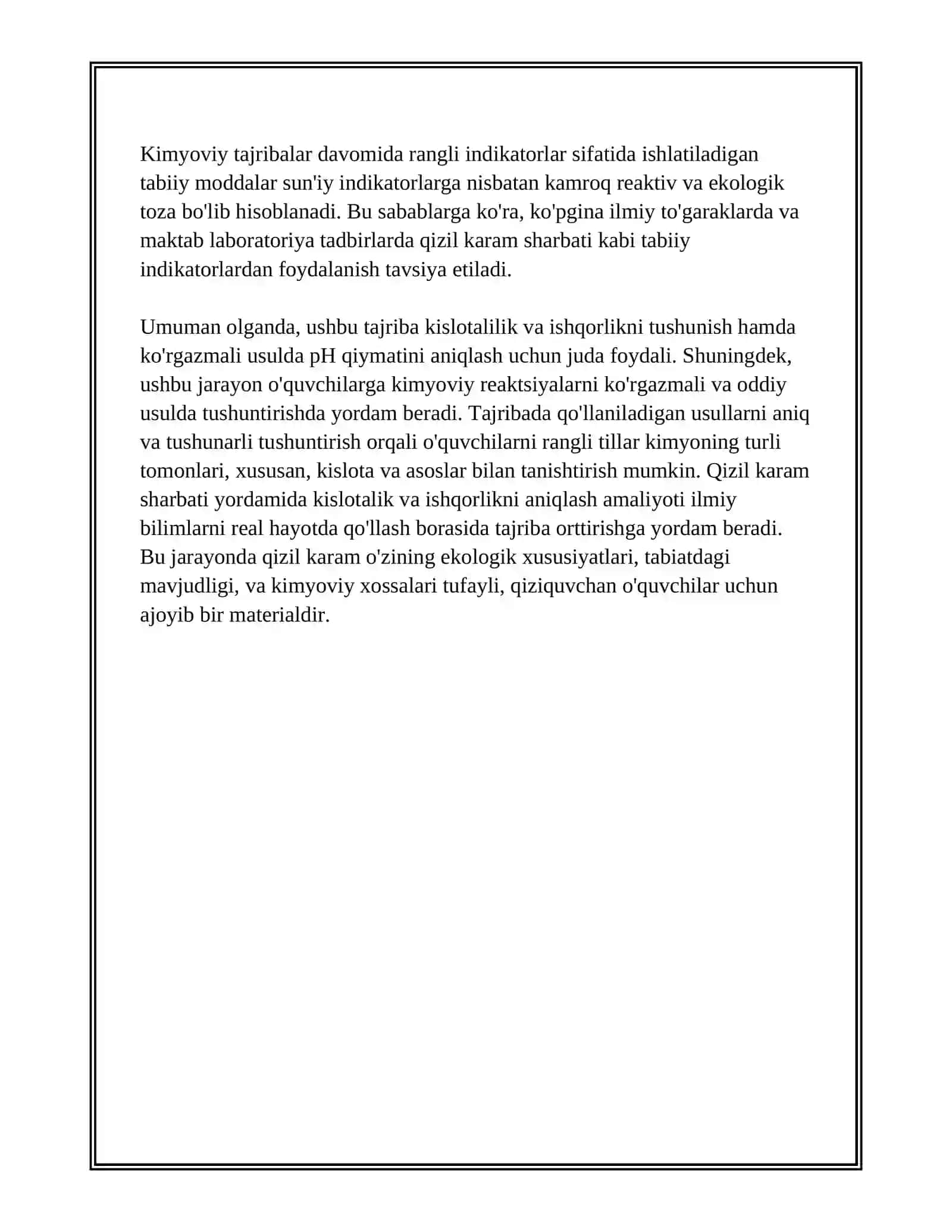 RANGLI TILLARDA KIMYO TABIIY INDIKATRLAR YORDAMIDA KISLOTA VA ASOSLARNI ANIQLAYMIZ 4
