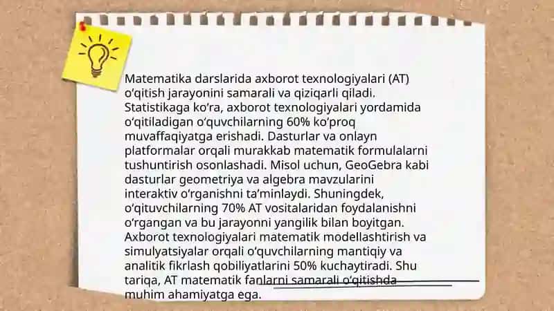murakkab masalalarni yechishni õrgatishda axborot texnologiyalarida foydalanishni õrgatish 4