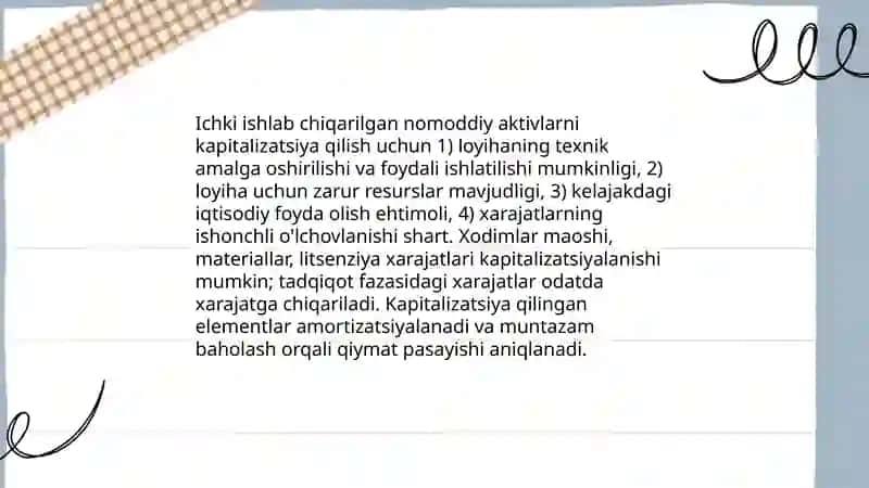 Asosiy vositalar va nomoddiy aktivlar mavzusida vaziyatli masalalar (kazus-keyslar) 4