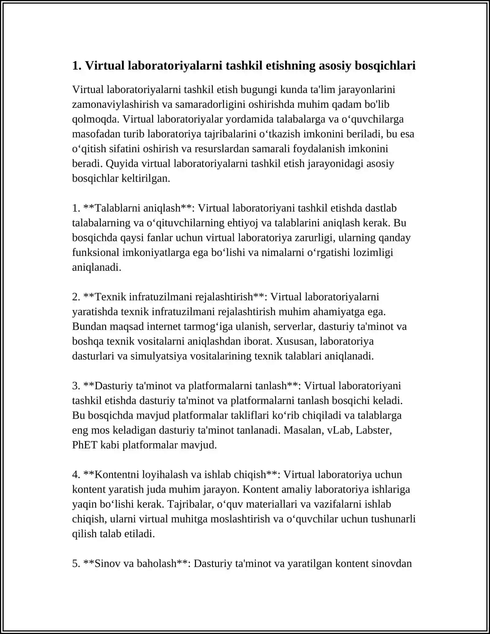 REFERAT MAVZUSI:VIRTUAL LABARATORIYA TASHKIL ERTISH 4