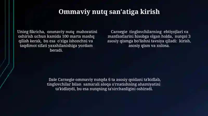 Deyl Karnegi va uning notiqlik sanʼati haqidagi qarashlari 4