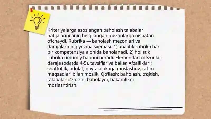 Baholash turlari va mezonlari 4