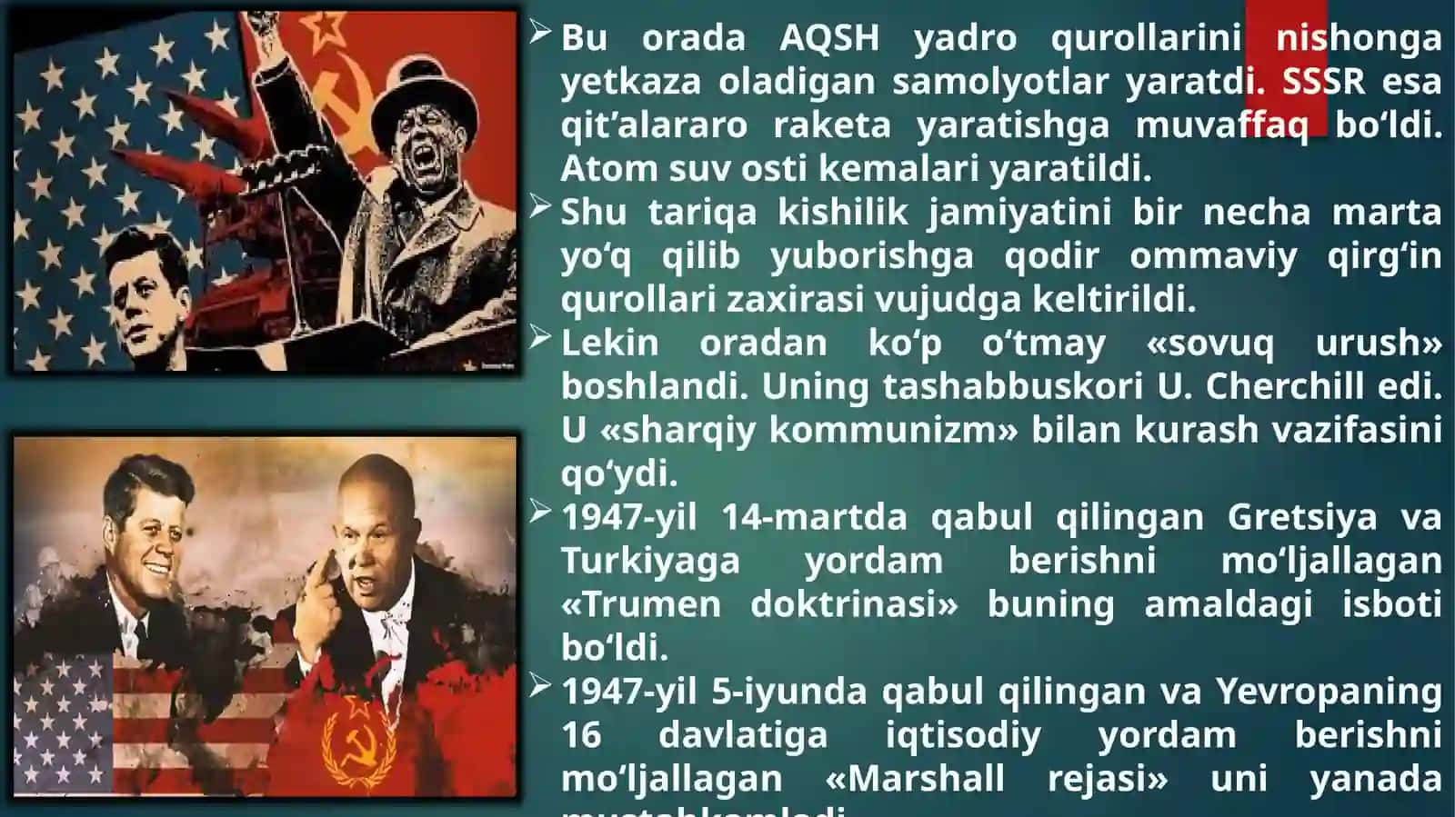1946-1990-YILLARDA QUROLLANISH POYGASI VA “SOVUQ URUSH” DAVRI 4