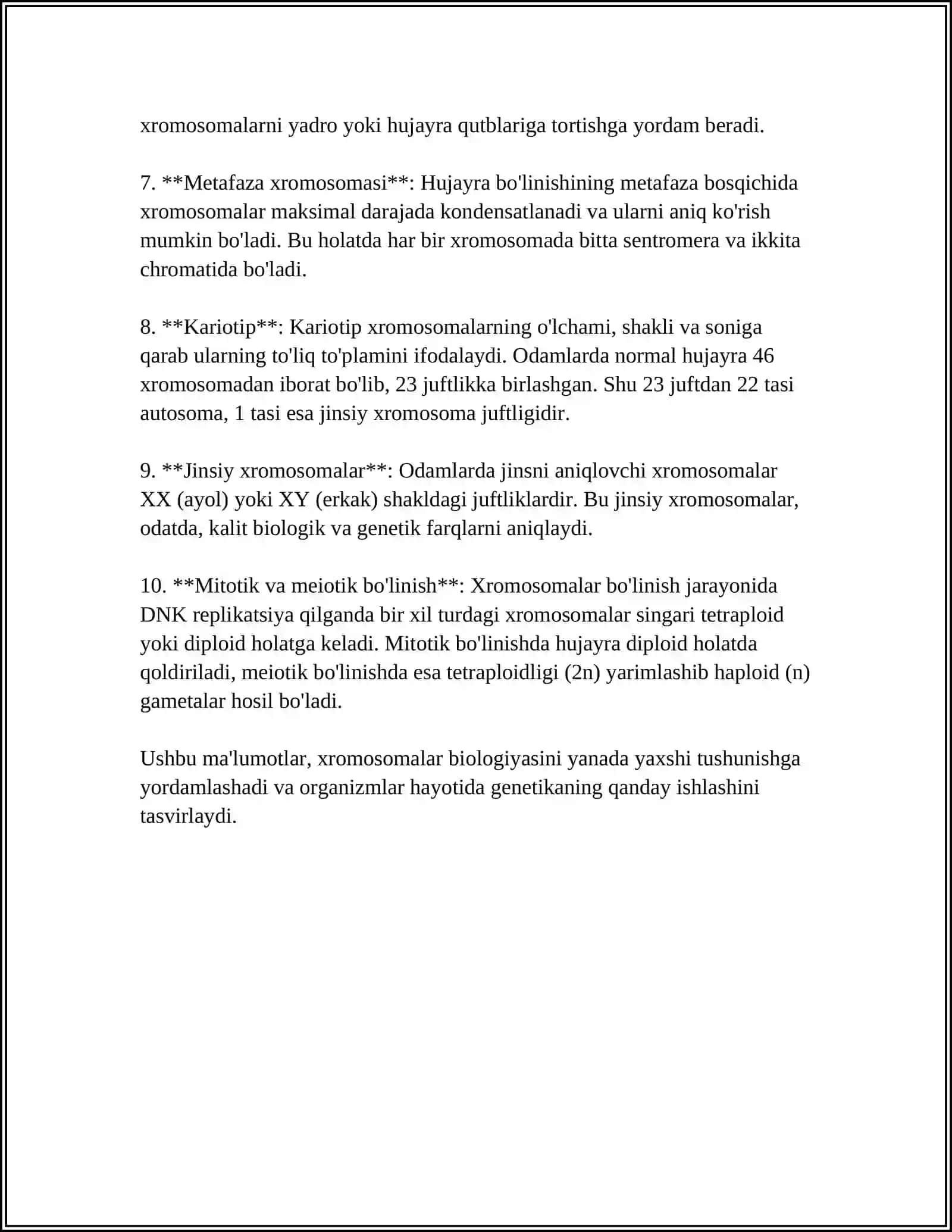 XROMOSOMA. XROMOSOMALARNING MOLEKULYAR TUZILISHI 4