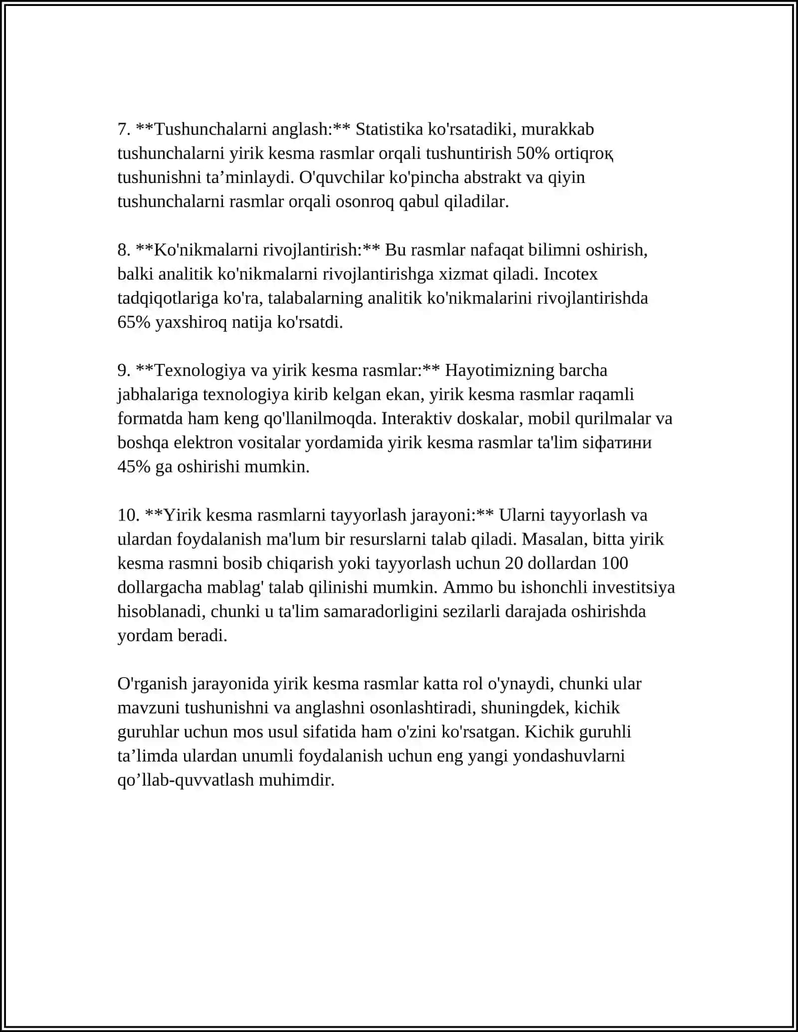 KICHIK VA OʻRTA GURUHLAR UCHUN YIRIK KESMA RASMLARNI YIGʻISH MAVZUSIDA ISHLANMA TUZISH 4