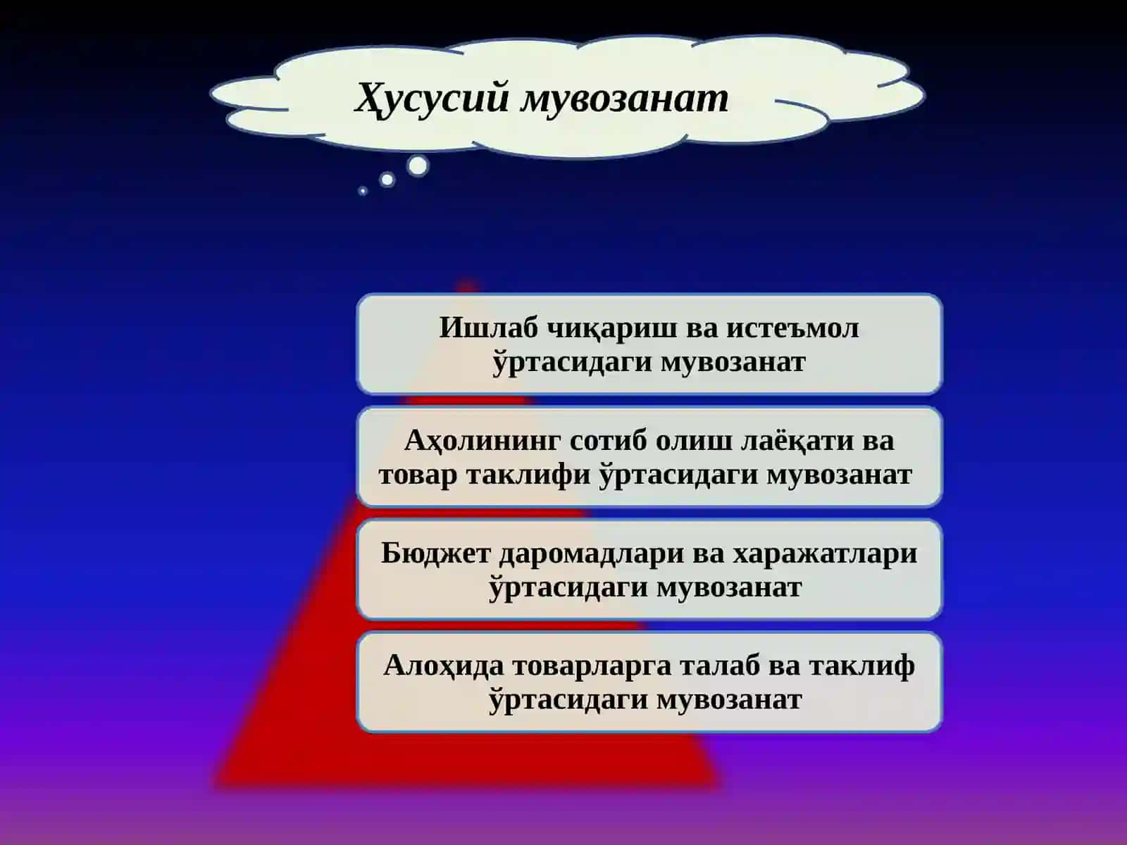 Тақдимотлар: Иқтисодий мувозанат 4