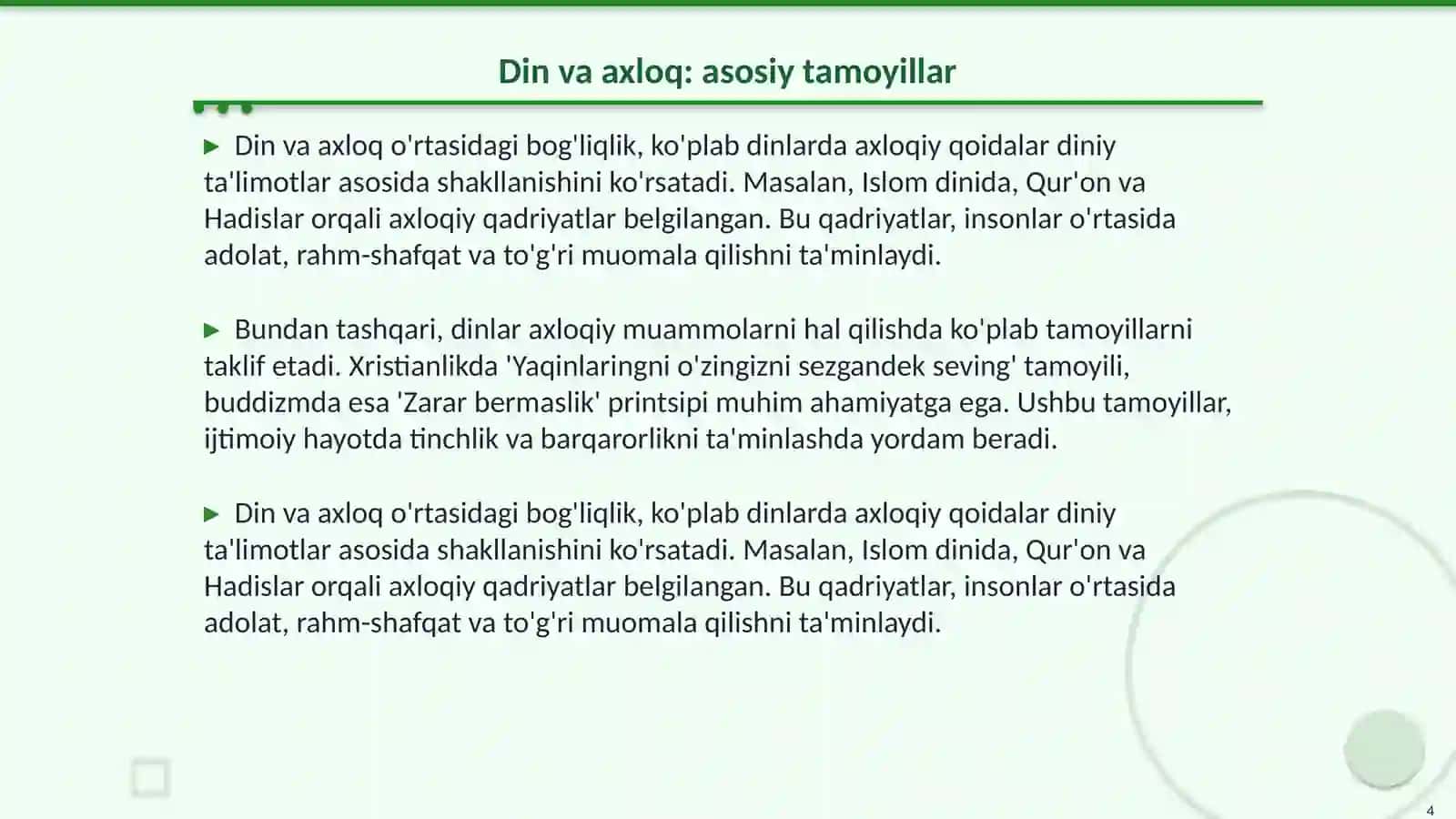 Axloqning paydo bòlishiga oid diniy, ilmiy qarashlar tasnifi Falsafa fani 4