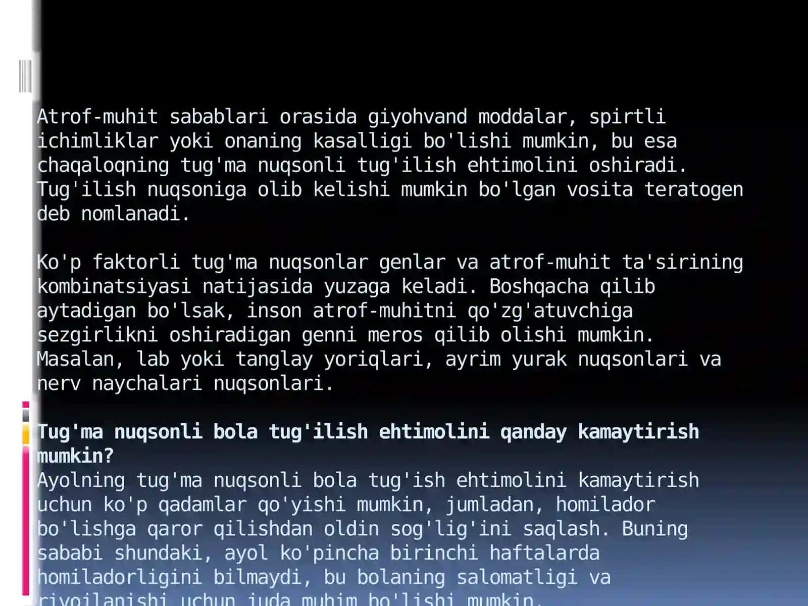 TUG’MA ANOMALIYALAR. CHALA TUG’ILGANLARDAGI BUZILISHLAR 4