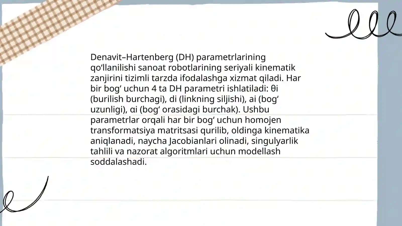 Sanoat robotlarining kinematikasini o'rganish 4