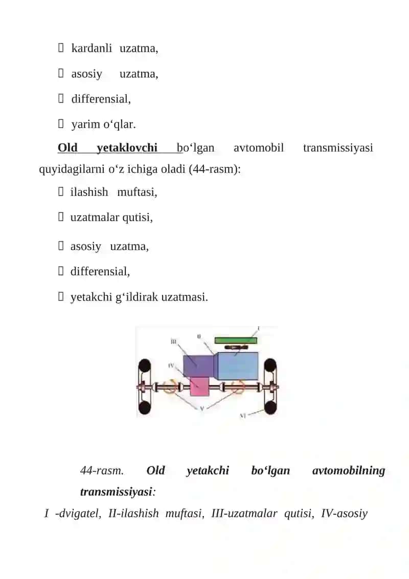 ZAMONAVIY AVTOMOBILLARNING TRANSMISSIYASI (KUCH UZATMASI) 4