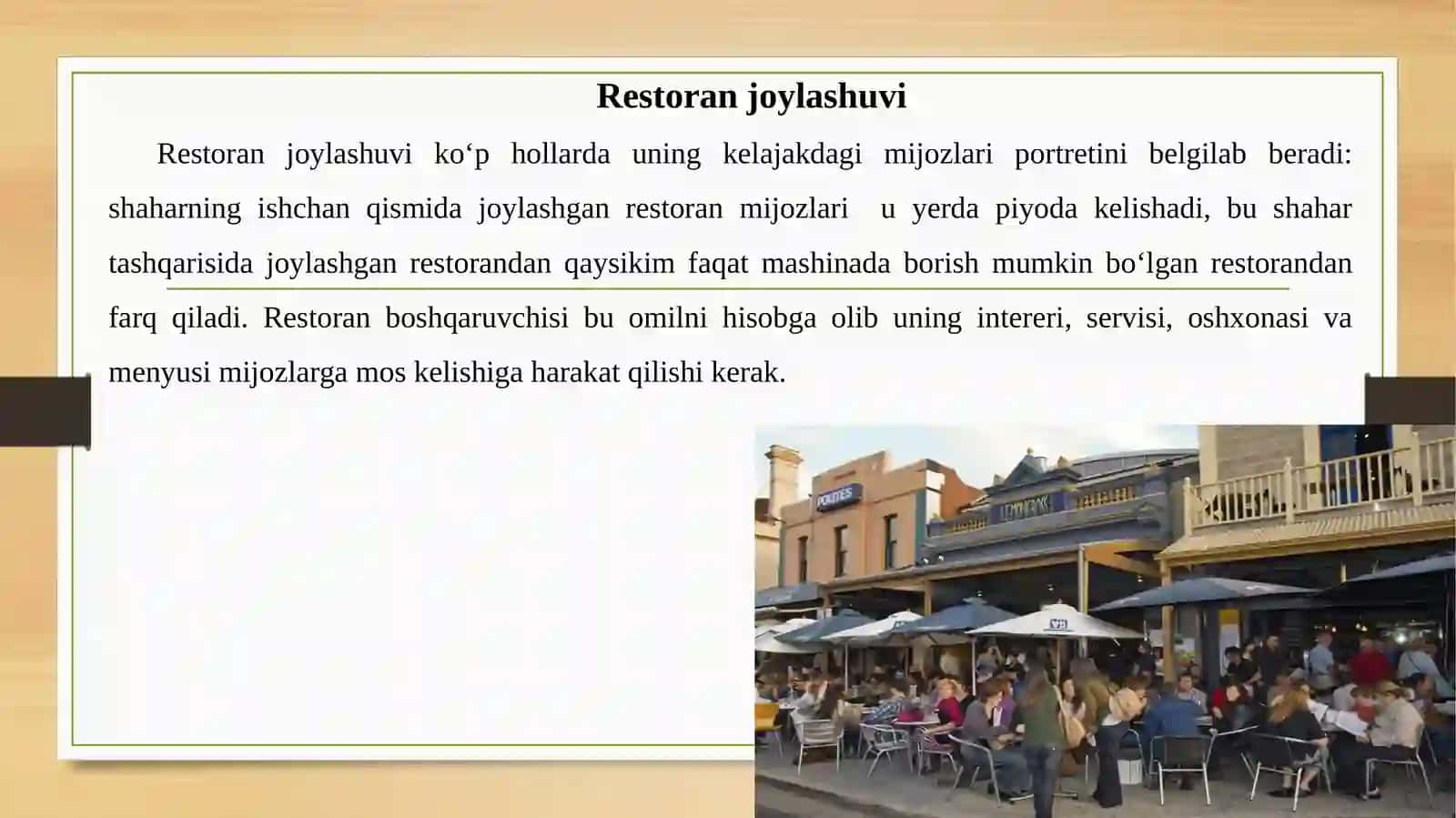 Mehmonxonalarda ovqatlanish xizmatini tashkilotish 4
