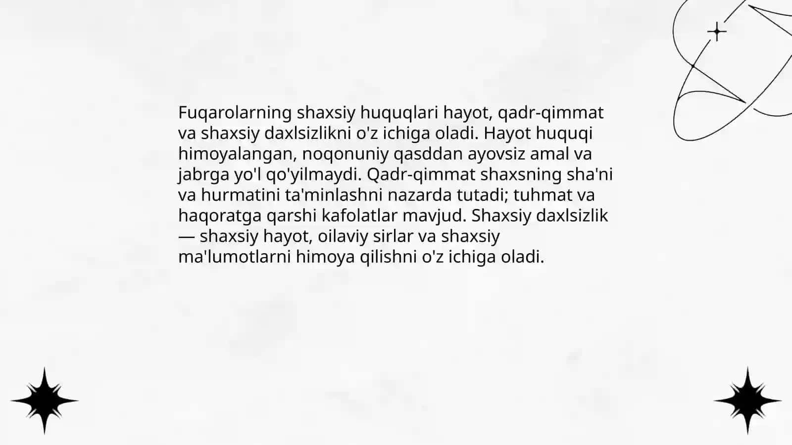 Fuqarolarning huquq va erkinliklarning konstitutsiyada kafolatlanishi hamda fuqarolarning burchlari 4