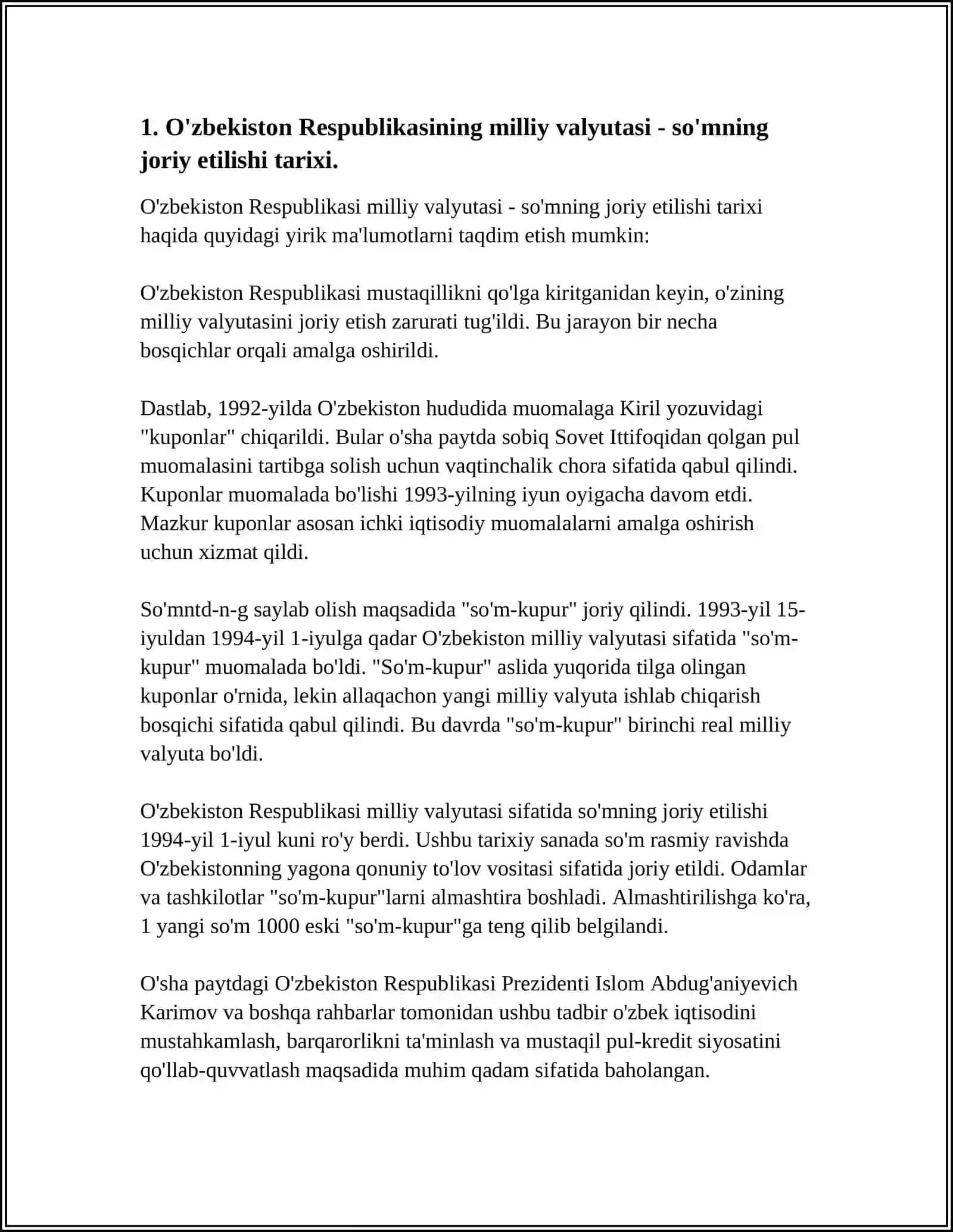 ÕZBEKÎSTON RESPUBLÎKASÎ MILLIY VALYUTASI VA UNING TA'SIS ETILISHI 4