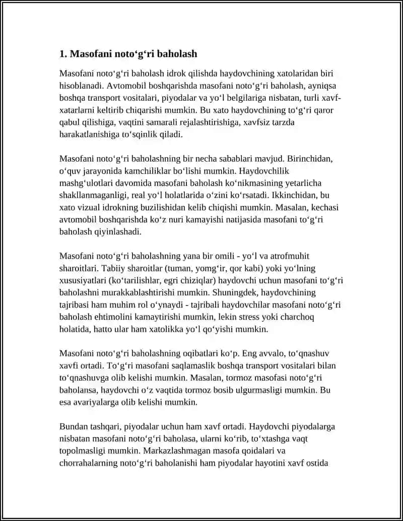 IDROK QILISHDA HAYDOVCHINING XATOLIKLARI 4