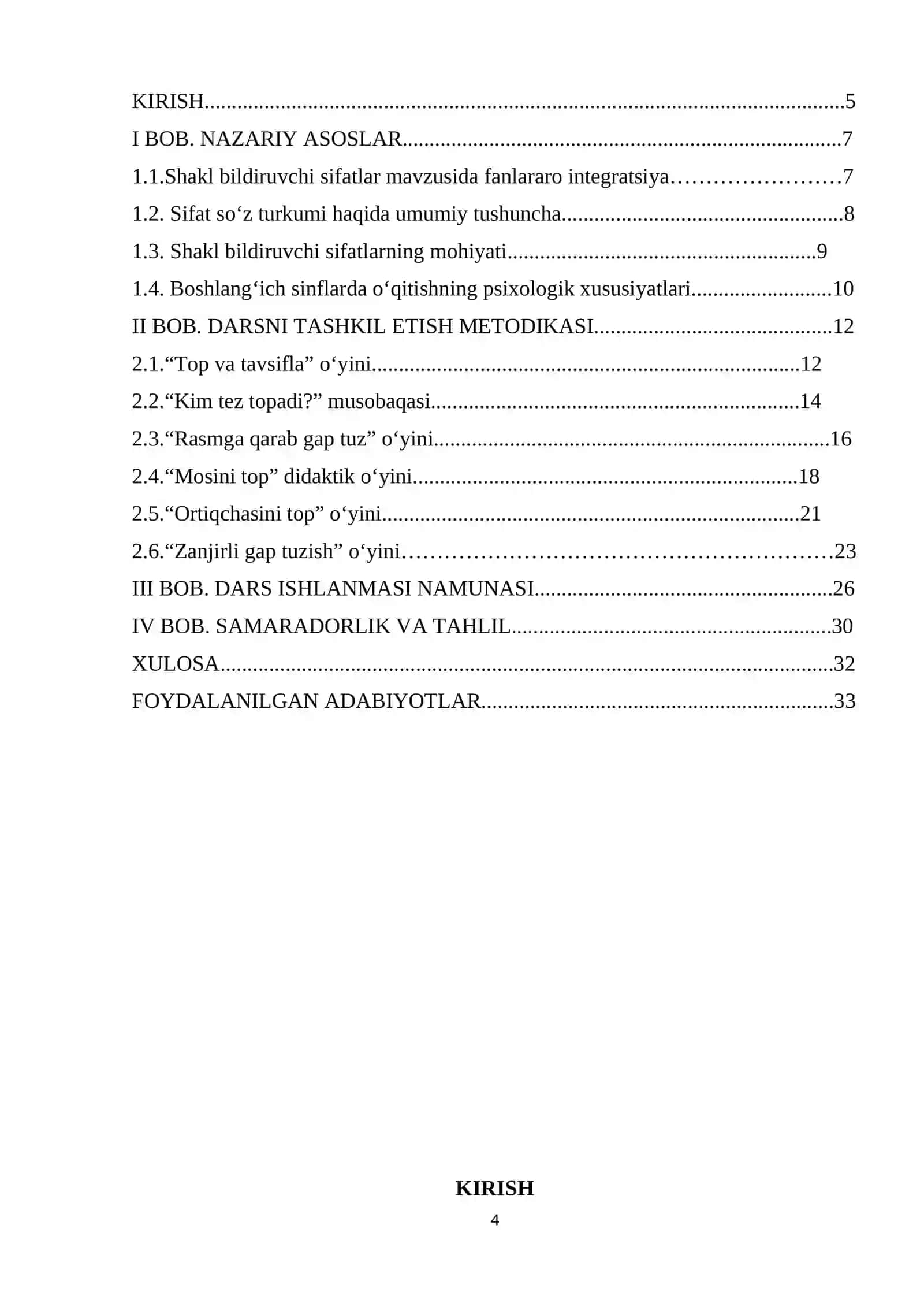 SHАKL BILDIRUVСHI SIFATLAR (4-SINF ОNА TILI DАRSLIGIDАN) 4