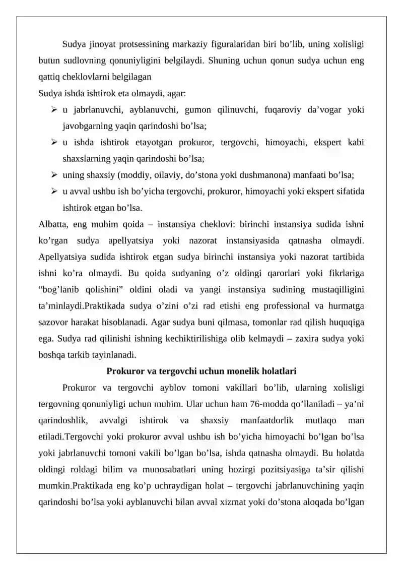 Jinoyat protsessida ishtirok etishga monelik qiladigan holatlar 4