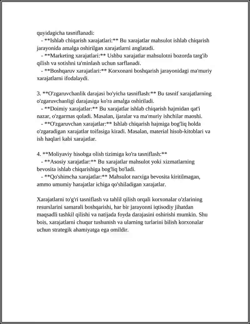 KORXONA (FIRMA) XARAJATLARI VA ULARNING TURLARI. FOYDA 4