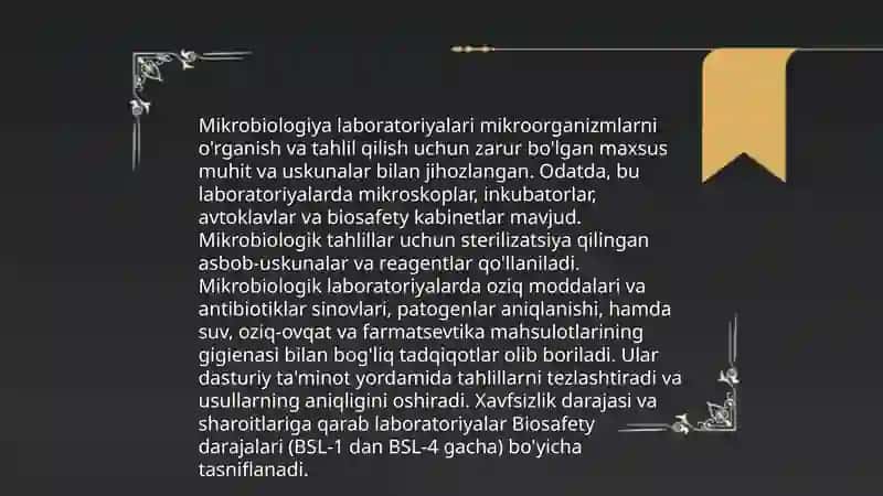 Sogʻliqni saqlash tizimidagi ixtisoslashtirilgan laboratoriyalarning turlari 4
