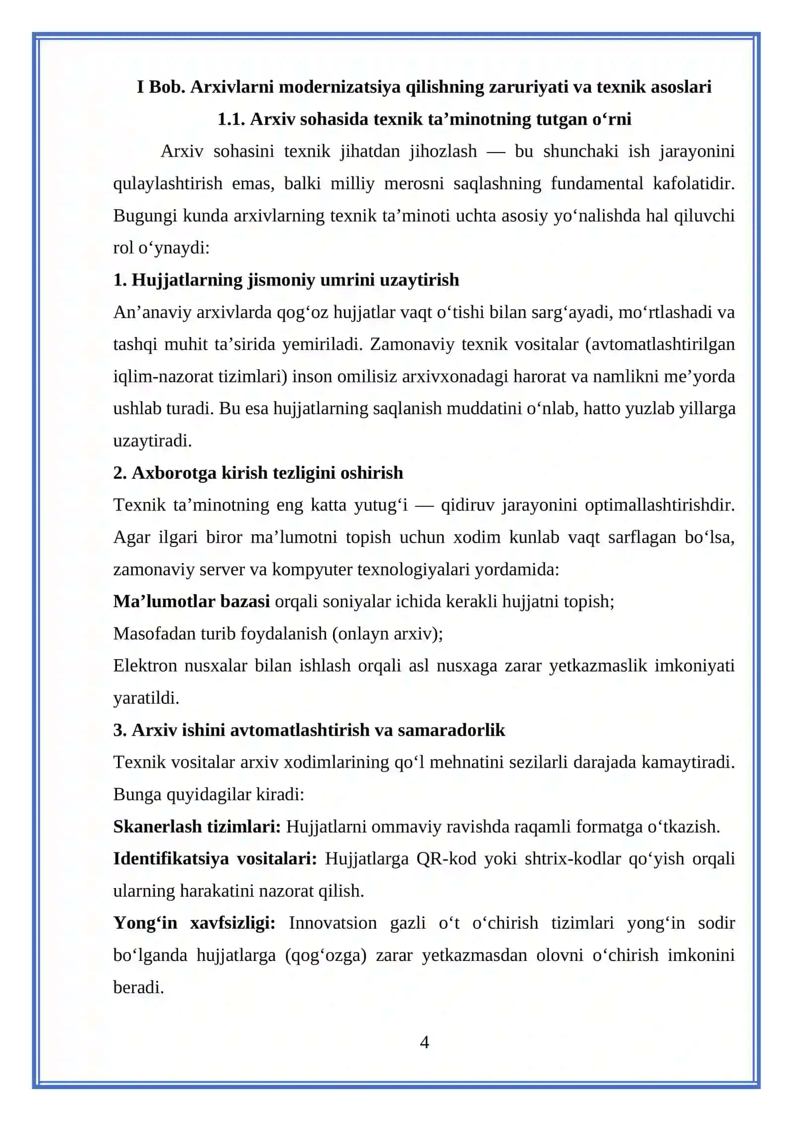 " Arxivlarni zamonaviy texnik vositalari bilan ta`minlash 4