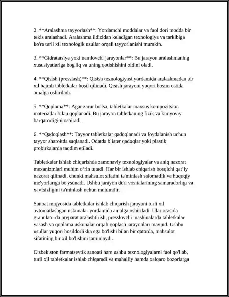 SANOAT MIQQIYOSIDA ISHLAB CHIQARILADIGAN DORI VOSITALARI,TURLARI VA SHAKILLARI 4