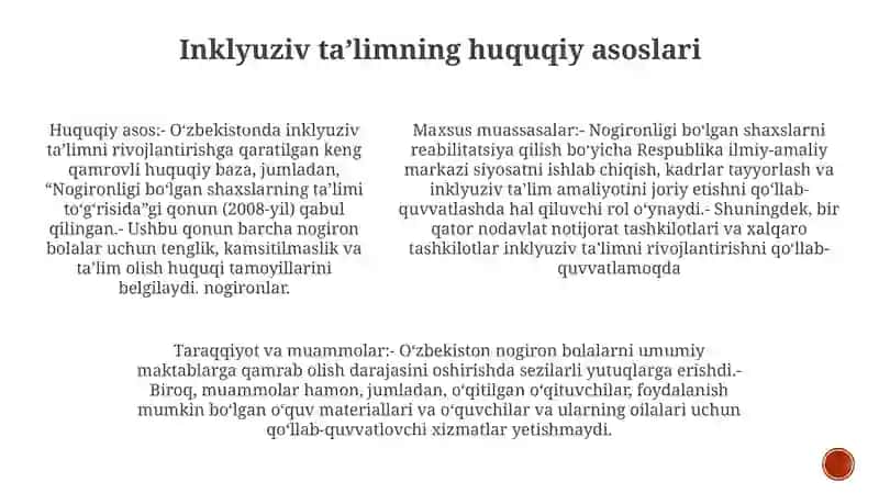 O‘Zbekistonda Imkoniyati Cheklangan Bolalar Uchun Inklyuziv Ta‘Lim 4